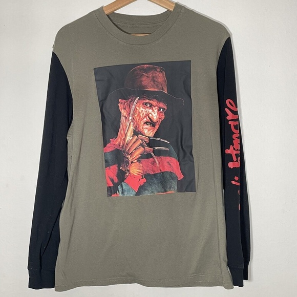 Nightmare On Elm Street 3 Freddy Krueger Long Sleeve Graphic Crew Neck Shirt - Picture 1 of 7